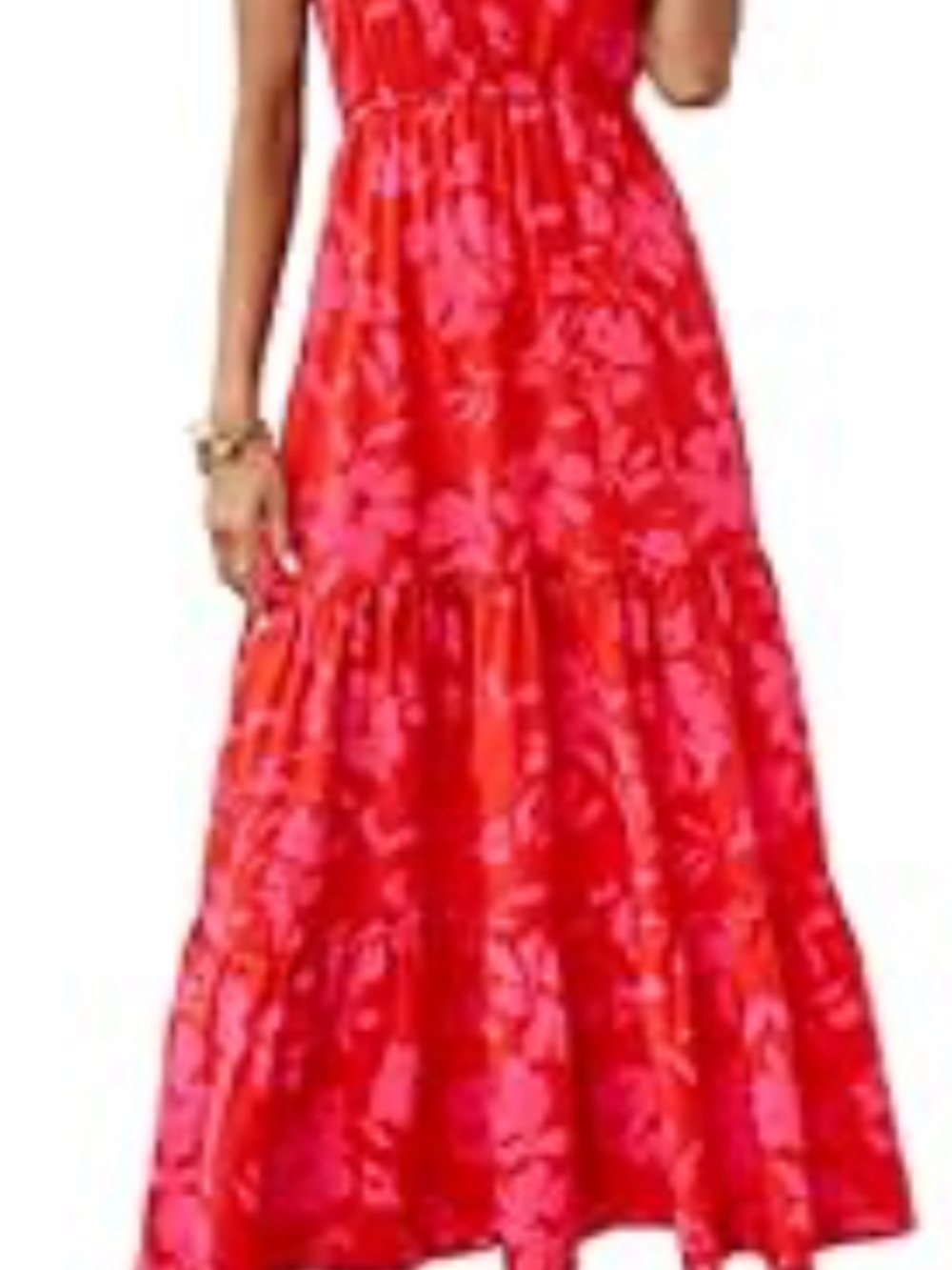 Floral Tiered Red Maxi Dress